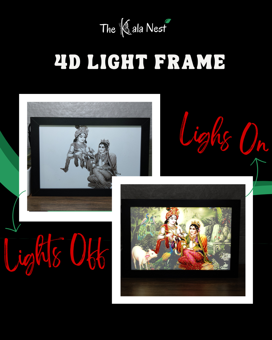 Radha Krishna Divine 4D Frame